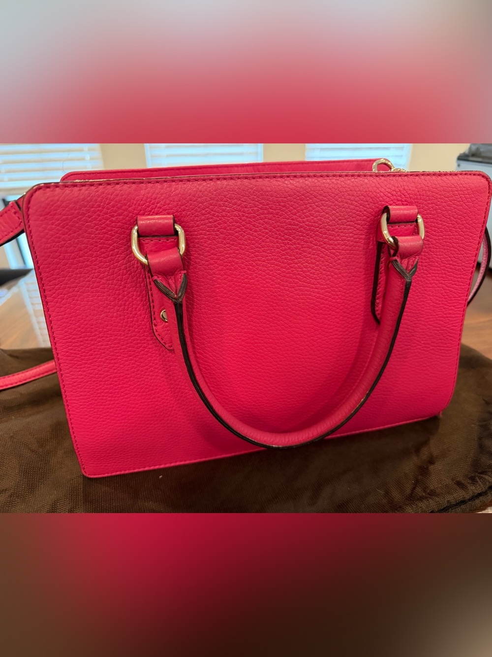 Kate Spade Mulberry Street Lise Ruby Pink Pebbled Leather Satchel Bag w Dust Bag - Picture 4 of 13